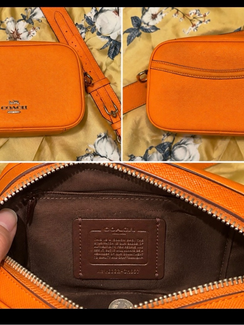 Coach Orange Leather Crossbody Camera Bag